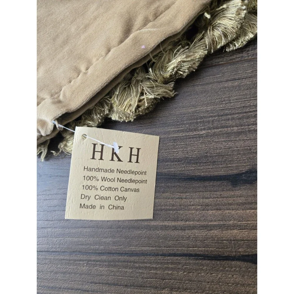 Pair HKH Wool Needlepoint Pillow Covers 14x14 New Vintage French Corkscrew Wine